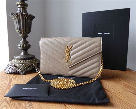 ysl chain wallet beige|YSL envelope wallet on chain.